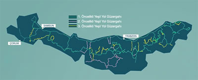 <p><strong>6. </strong>Karadeniz  “Yeşil Yol” projesinin görselleştirmesi <br />Kaynak: https://140journos.com/ye%C5%9Fil-yol-projesi-ve-i%CC%87klim-%C3%BCzerine-etkisi-3c9b01f66fed [Erişim: 28 Şubat 2022]. 