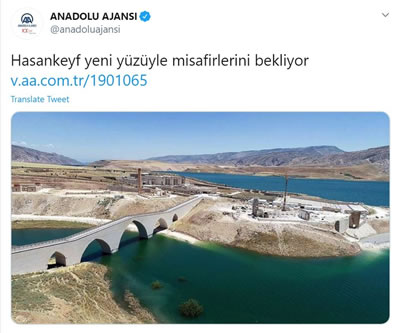 <p><strong>10b.</strong> Hasankeyfteki değişimin öncesi ve  sonrasını gösteren fotoğraflar ve Anadolu Ajansının konuya ilişkin haber  paylaşımı</p>