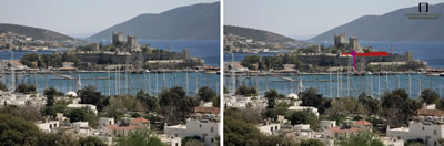 <p><strong>1. </strong>Bodrum Kalesinin batı cephesi fotoğrafı üzerine  çakıştırma</p>