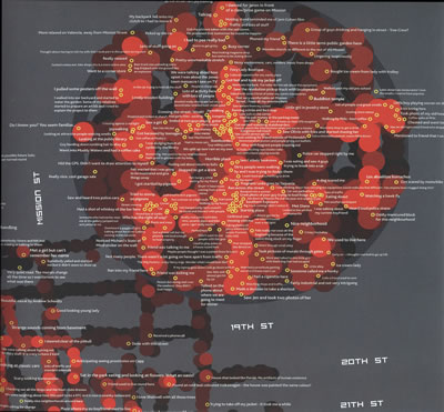 <p><strong>12. </strong>Kullanıcıların  duygusal deneyimlerinin anlatımları üzerinden mekânın haritalanması: Christian  Nold, “San Fransisco Emotion Map”, 2007.<br />   Kaynak: Harmon, 2009, s.143.</p>