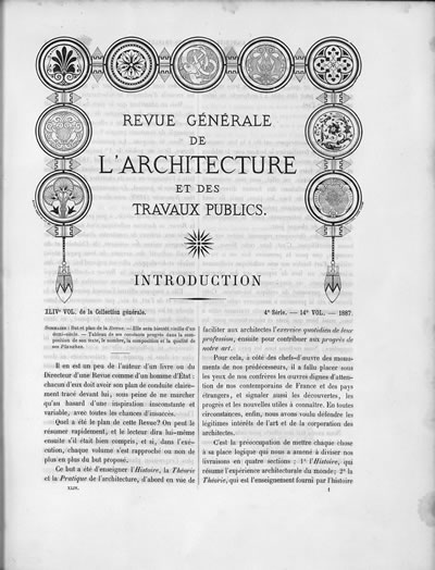 <p><strong>1. Revue generale de larchitecture et des travaux public</strong>, 1887, seri:4, cilt: 14.<br />Kaynak: https://commons.wikimedia.org/wiki/File:Revue_g%C3%A9n%C3%A9rale_de_l%27architecture_et_des_travaux_publics,_SER4,_V14,_1887.pdf [Erişim: 01.02.2018]