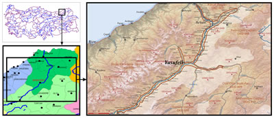 <p><strong>1.</strong> Yusufeli İlçesinin konumu ve Çoruh  Vadisi Önemli Doğa Alanı (ÖDA)<br />  Kaynak: Konum haritaları:  BaşarSoft CBS altlık verileri <br />ÖDA haritası: Kurt, Bahtiyar, 2006, “Çoruh Vadisi”, Türkiyenin Önemli Doğa Alanları, (ed.) Güven Eken, Murat Bozdoğan, Süreyya İsfendiyaroğlu, Dicle Tuba Kılıç, Yıldıray Lise, Doğa Derneği, Ankara, cilt:6, ss.227.