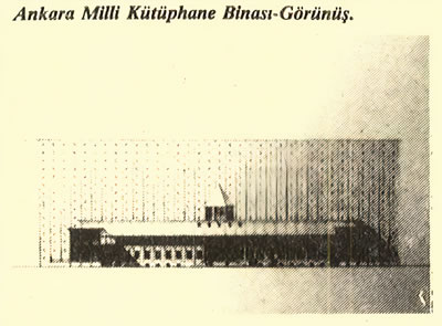 <p><strong>12b.</strong> Ankara Milli Kütüphane Binası, Mukadder  Çizerin 1946-47 yılı bitirme projesi <br />Kaynak: Kocagöz, 1988