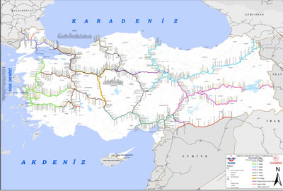 <p><strong>Resim  13.</strong> TCDD demiryolları haritası <br /> 	Kaynak: TCDD Genel Müdürlüğü  Kapasite Dairesi</p>