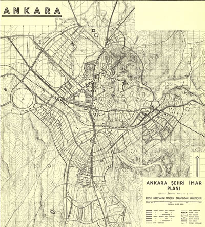 <p ><strong>1.</strong> 1932 Ankara Şehri İmar Planı (Hermann  Jansen) <br />Kaynak: “Ankara ’70”, 1970, Mimarlık, sayı:77, s.31, http://dergi.mo.org.tr/dergiler/4/396/5790.pdf [Erişim: 23.06.2022] 