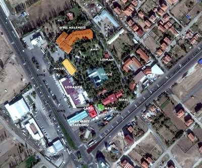 <p><strong>14.</strong> Orhan  Ağaçlı Aksaray Turistik Tesislerinin günümüzdeki durumu <br />   Kaynak: Google Earth</p>