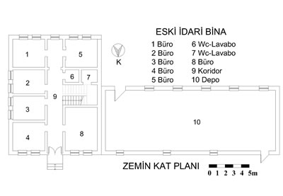 <p><strong>15b.</strong> Eski idari bina ve planı</p>