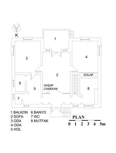 <p><strong>19.</strong> İlk yapılan tek katlı öğretmen evi  planı</p>