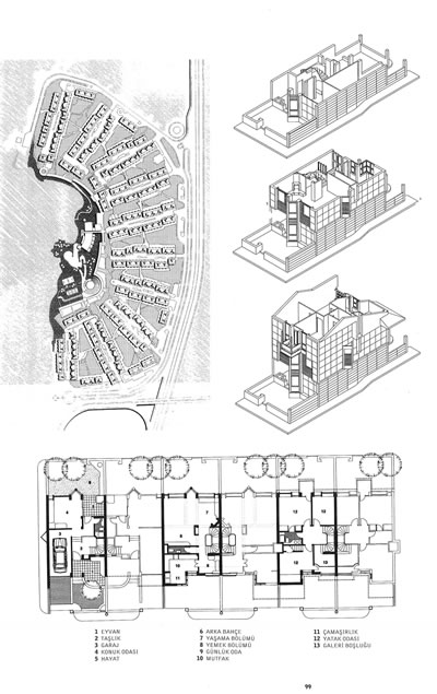 <p><strong>1e.</strong> Ankara Oranda mimar Altuğ ve Behruz Çinici  tarafından tasarlanan TBMM Milletvekili Lojmanları (Atakent Sitesi) konutları günümüzde  yıkılmıştır<br />Kaynak: https://archives.saltresearch.org/handle/123456789/90039