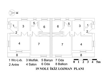 <p><strong>20b.</strong> İkiz lojman ve planı</p>