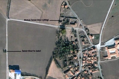 <p><strong>2. </strong>Mebus  İsmet Eker Çiftliği ve Çevresi, 2006<br />  Kaynak: Google Earth uydu  görüntüsünden işlenerek</p>