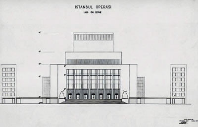 <p><strong>2. </strong>Rüknettin Güney ve Feridun Kip önerisinde meydan cephesi<br />  Kaynak: SALT Online</p>