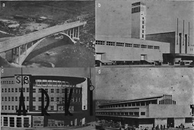 <p><strong>2.</strong> Türkiye de modern mimarlığın kamusal  ölçekteki ilk örneklerinden. (a) Paşur Köprüsü, <em>Arkitekt</em> 1935/3 (b) Sergi Evi, <em>Arkitekt</em> 1935/4 (c) Sümerbank Projesi, <em>Arkitekt</em> 1935/3 (d) İstanbul Sebze ve Meyve Hali, <em>Arkitekt </em>1935/7-8 </p>