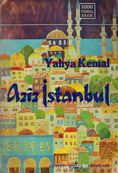 <p><strong>2. </strong>Yahya Kemalin ölümünün ardından yazılarının derlendiği <em>Aziz İstanbul</em> başlıklı kitabın kapağı</p>