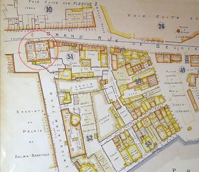 24. Pervititch Haritaları’nda (1922, Beşiktaş/pafta 1) yıkılan Köprübaşı Hamamı’nın yeri gösterilmektedir. 