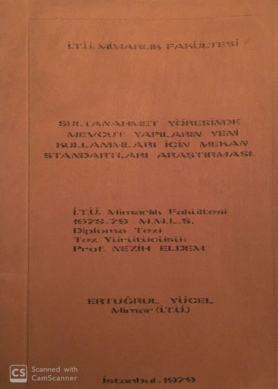 <p><strong>2a.</strong> Nezih Erdemin yürütücüsü olduğu Ertuğrul Yücelin  “Sultanahmet Yöresinde Mevcut Yapıların Yeni Kullanımları için Mekân  Standartları Araştırması” başlıklı diploma tezi</p>