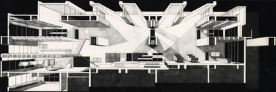 <p><strong>2b.</strong> Ōita Valilik Kütüphanesi, 1962-66,  Ōita, Japonya<br />   Fotoğraf: Yasuhiro  Ishimoto<br />   Kaynak: Arata Isozaki and  Associates</p>