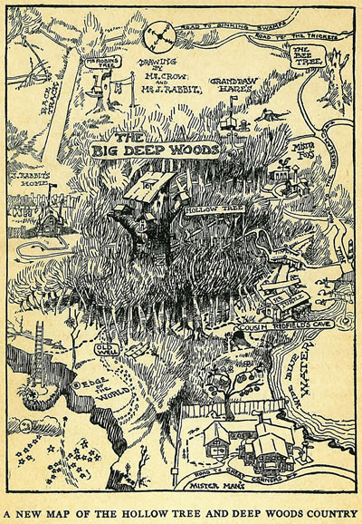 <p><strong>3.</strong> Kurgu mekânların haritalama  örneklerinden Winnie-the-Poohun yaşadığı “Hundred-Acre Wood”: Eser sahibi  bilinmiyor, “A New Map of the Hollow Tree and Deep Woods Country”, 1915.<br />   Kaynak: Harmon, 2004, s.178.</p>