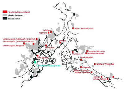 <p><strong>3.</strong> 1960-1980 döneminde İstanbul da endüstriyel alanlar, kaçak konut yerleşimleri  ile gecekondu önleme bölgelerinin konumları ve Tozkoparan <br />   Kaynak: İstanbul 1910-2010  Sergisi Kataloğu ve Zekai Görgülünün 1982 tarihli “İstanbul Metropoliten  Alanında Gecekondu Önleme Bölgelerinin Mekansal Konumları ve Fizik Mekan  Çözümlemeleri” doktora çalışması bu haritaya kaynak oluşturmuştur.</p>