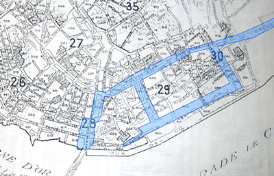 3. Goad Haritası (1905) üzerinde 1956-60 imarında açılan yollar gösterilmiştir. Kaynak: Goad Haritaları, 1905, Plan d’assurance de Constantinople, Cilt:II, Pera ve Galata (DAI)