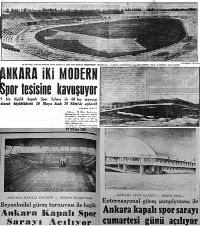 <p><strong>3.</strong> <em>Milliyet </em>gazetesindeki  23.07.1957, 15.10.1957 ve 19.10.1957 tarihli üç haber<br />Kaynak: <strong>Milliyet</strong>, 23.07.1957, “Ankara İki Modern Spor Tesisine Kavuşuyor”; <strong>Milliyet</strong>, 15.10.1957, “Beynelminel  güreş turnuvası ile bugün Ankara Kapalı Spor Sarayı Açılıyor”; <strong>Milliyet</strong>, 19.10.1957, “Enternasyonel  Güreş Şampiyonası ile Ankara Kapalı Spor Sarayı Cumartesi Günü Açılıyor”.</p>