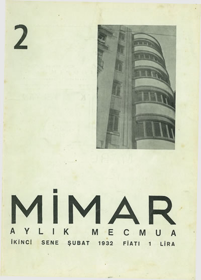 <p><strong>3b</strong>. <em>Mimar / Arkitekt</em> kapakları, editoryal ekibin "yeni mimari" tarafında olduğuna işaret  etmektedir. <br /> Kaynak:  1932, <strong>Mimar</strong>, sayı:16. </p>