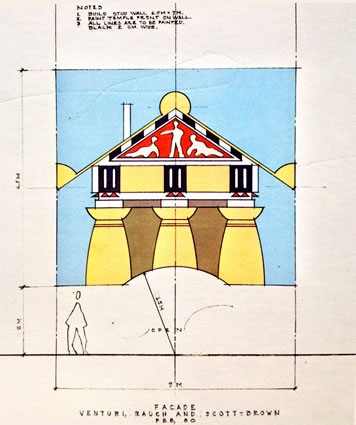 <p><strong>4.</strong> Robert Venturi, John Rauch ve Denise Scott Brown tarafından Strada Novissima  için tasarlanan cephe.<br />  Kaynak: 1980, <strong>Venice Architecture Biennale Catalogue</strong>,  s.48.<strong></strong></p>