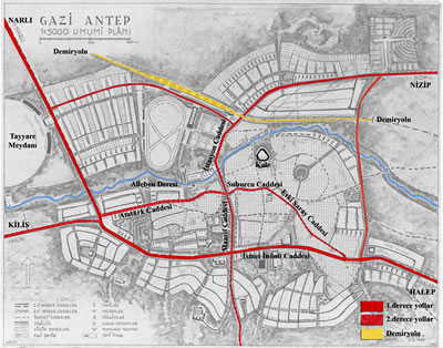 <p><strong>5.</strong> Öngörülen ana ulaşım akslarının Jansen  Planı üzerinde gösterimi</p>