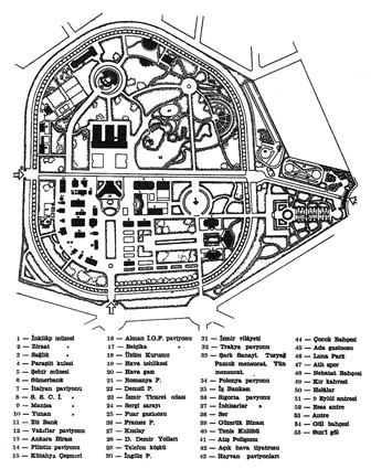 <strong>6.</strong> İzmir Kültürpark Yerleşim Planı <br />(Bozdoğan, Sibel, 2002. Modernizm ve Ulusun  İnşası, Metis Yayınları, İstanbul, s.162)</p>