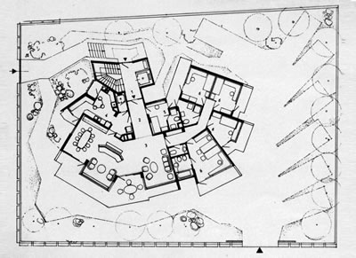 <p><strong>6. </strong>Kaplancalı  Apartmanı, tefrişli normal kat planı, 1974.<br />  Kaynak:  Önal, Maruf, 1991, Maruf Önal ve Tasarımları, <strong>Tasarım Dergisi</strong>, İstanbul: Tasarım Yayın Grubu, no: 14, 104-120.</p>