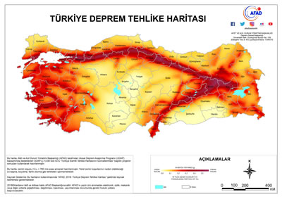 <p><strong>6. </strong>18 Mart 2018 tarihli Resmî Gazete de yayımlanarak 1 Ocak  2019 tarihinde yürürlüğe giren “Yeni Deprem Tehlike Haritası”.<br />   Kaynak:  afad.gov.tr/tr/26539/Yeni-Deprem-Tehlike-Haritasi-Yayimlandi</p>