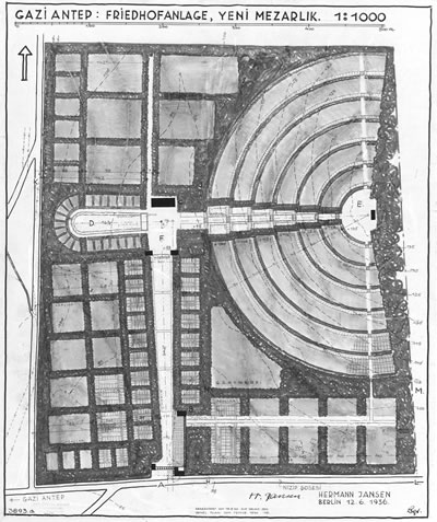 <p><strong>6.</strong> Yeni  mezarlık planı<br />   Kaynak: Technische Universität Berlin  Architekturmuseum</p>