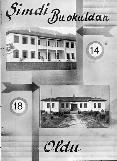 <p><strong>6b. </strong>1930’lu yıllarda Manisa’da  eski iki mektep ve iki yeni okul.<br />  Kaynak: 1938, <strong>Cumhuriyetin 15. Yılında Manisa</strong>, Kemal  Basımevi, İstanbul.<br />