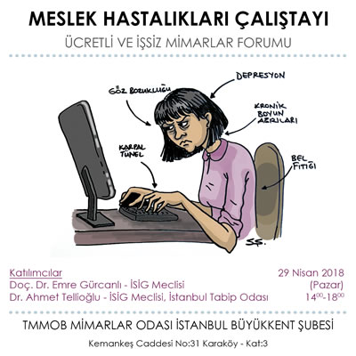 <p><strong>6d.</strong> Yaşanan kriz  ortamından etkilenen mimarların örgütlendiği “Ücretli Çalışan ve İşsiz Mimarlar  Forumu”nun yürüttüğü çalışmalara örnekler. Yapılanlardan haberdar olmak için “ücretli  ve işsiz mimarlar / @UcretliIssizMim” isimli Twitter hesabı ve “ücretli &  işsiz mimarlar” isimli Facebook grubu takip edilebilir.</p>