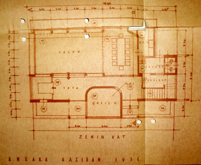 <p><strong>Resim  7. </strong>Zemin kat planı, Egli,  1935<br />  Kaynak: ABB Arşivi</p>