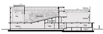 <p><strong>7.</strong> Konferans salonu, spor binası kesiti<br />  Kaynak:  Erginoğlu & Çalışlar Mimarlık</p>