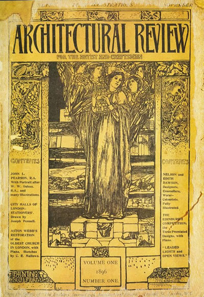 <p><strong>7. The Architectural Review</strong>, 1896, cilt:1, sayı: 1. <br />Kaynak: https://commons.wikimedia.org/wiki/File:The_Architectural_Review_Volume_One,_Issue_One.jpg