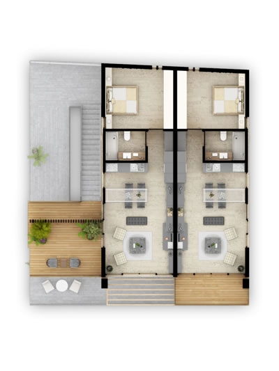 7a. Reefloft’da 1+1 ve 3+1 konut planları(Kaynak: Boran Ekinci Mimarlık)