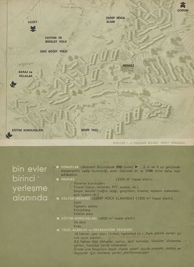 <p><strong>7a.</strong>:<strong> </strong><em>Çorum 1000 Evler Sitesi</em> kitabı  içinde - yerleşim kararları </p>