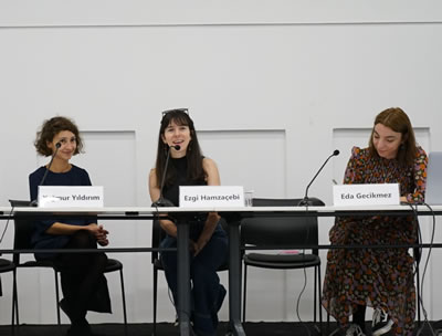 <p><strong>9.</strong> Panel: “Feminist-Kuir Ekolojiler:  Disiplinlerötesi Pratikler, Tahayyüller”, Yağmur Yıldırım (mod.), Eda Gecikmez,  Ezgi Hamzaçebi