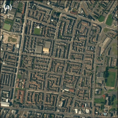 <p><strong>Harita </strong><strong>2. </strong>Belfast doku  görüntüleri: (a) etnik konut mekânları<br />Kaynak: ESRI Imagery, 2014