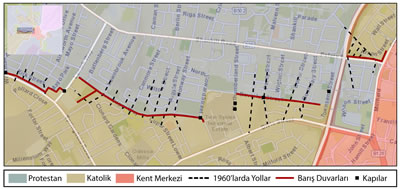 <p>  <strong>Harita 4. </strong>Barış  duvarları, bağlantısı kesilen yollar ve kapılar </p>